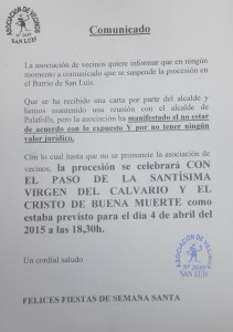 El comunicat de l'Associació de Veïns de St Lluís