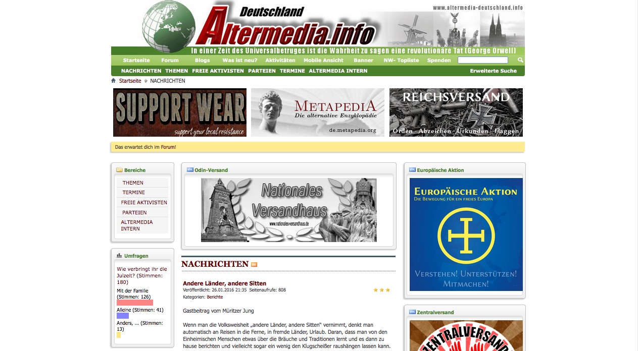 Captura del web neonazi.