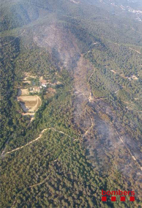 Vista aèria de la zona afectada. Foto: Bombers de la Generalitat