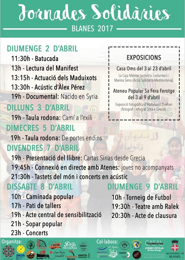 Programa d'activitats de les Jornades Solidàries. AJ. Blanes