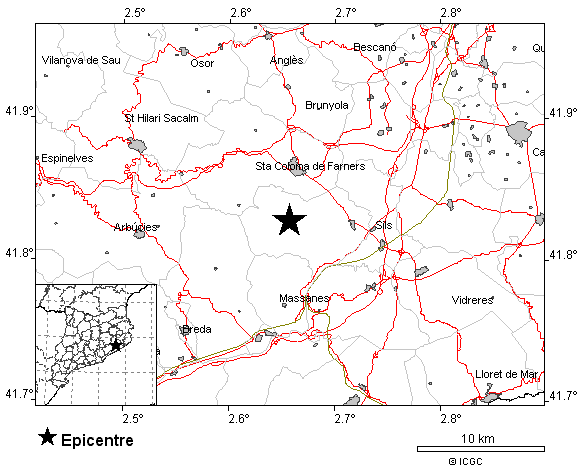 Epicentre el terratrèmol. ICGC