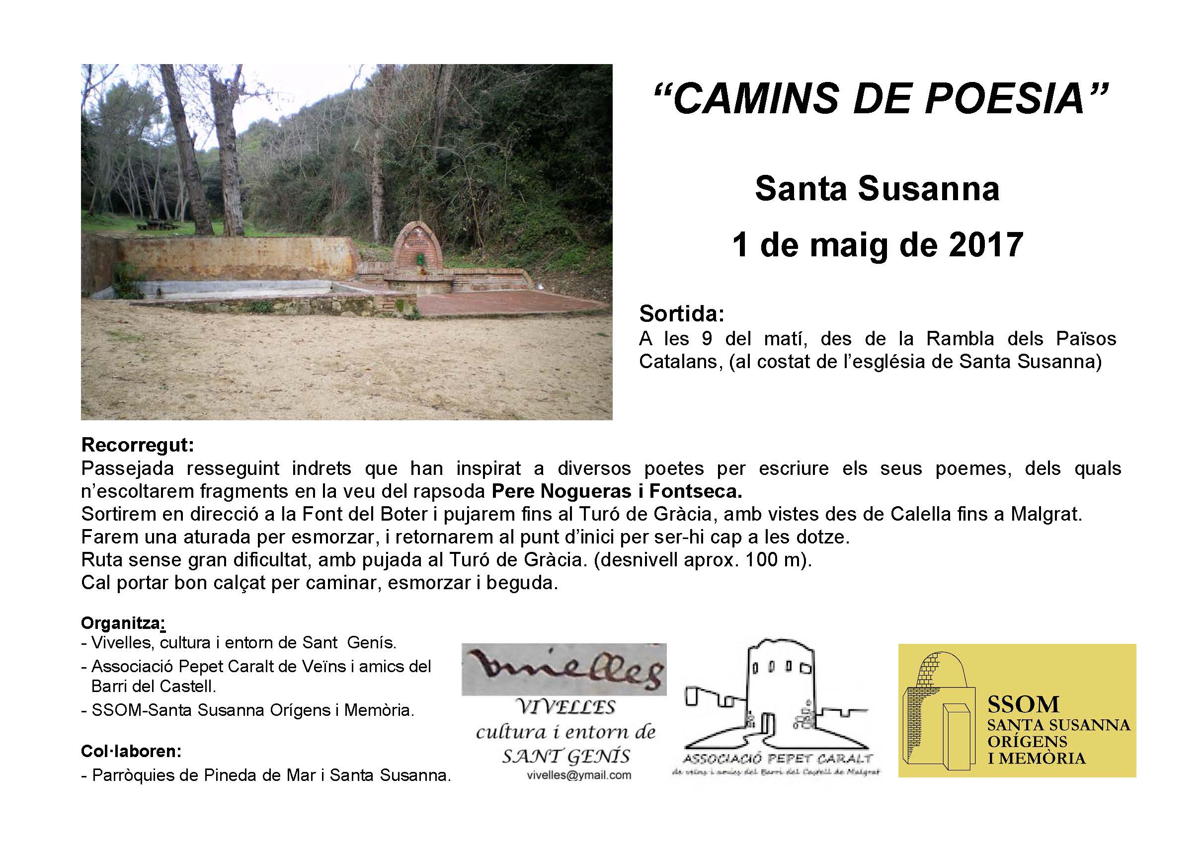 Cartell passejada a Santa Susanna 1 5 2017