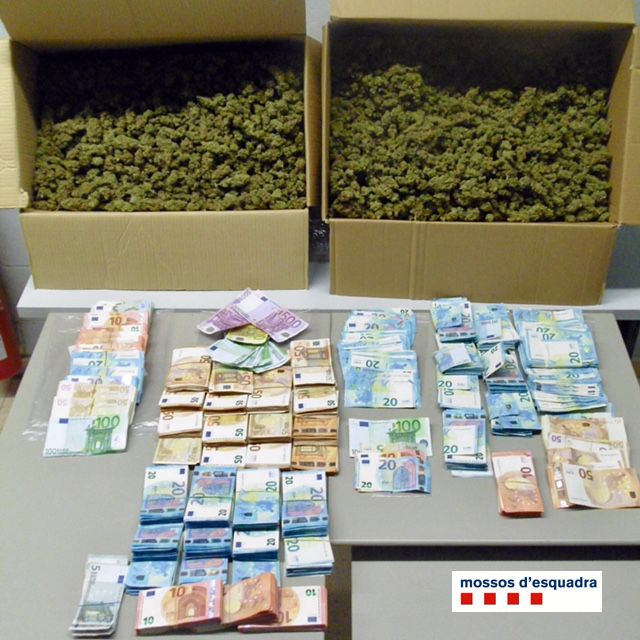 Bitllets i marihuana comissada (Fotografia: Mossos d'Esquadra)